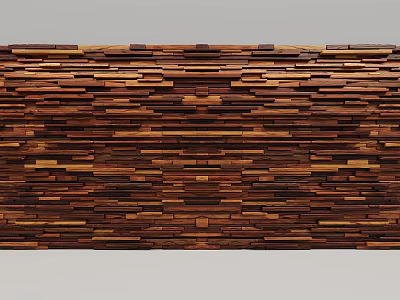 Wooden Wall With Layered Planks In Warm Brown Tones For Modern Interior Design 3d model