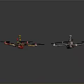 Space Exploration Aerial Drones With Red Yellow And Black White Designs For Cosmic Missions