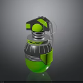 Green And Silver Grenade Weapon With Metal Components And Pull Pin Design