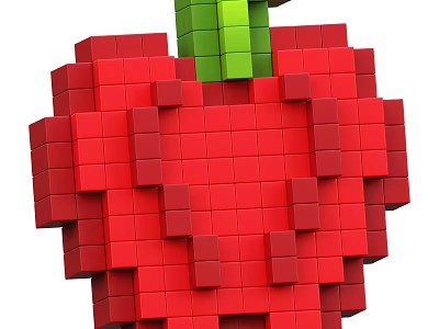 Red Green Building Blocks Form 3D Apple Shaped Creative Model Design 3d model