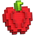 Red Green Building Blocks Form 3D Apple Shaped Creative Model Design