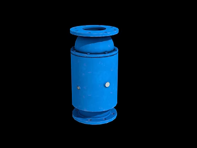 Blue Cylindrical Industrial Component With Flange Ends And Metal Bolts 3d model