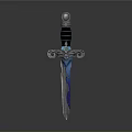 Exquisite Decorative Sword With Blue Blade Black Handle And Ornate Hilt Design