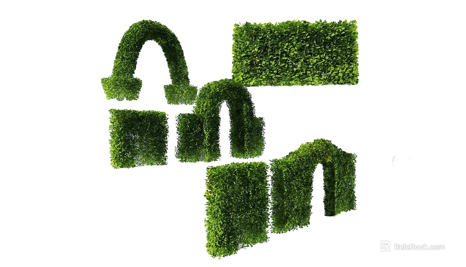 Creative Shrub Topiary Shapes Including Arches And Rectangles For Garden Design 3d model 