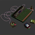 Classic Vintage Gaming Console Entertainment Device With Dual Controllers Game Cartridges And Retro Design