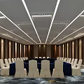 Spacious Conference Room With Long Table White Chairs Modern Ceiling Design And Windows