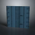 Blue Metal Door with Rivets and Metal Hinges Industrial Style Design