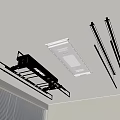 Ceiling Mounted Clothes Drying Rack With Recessed Light And Strip Lamps 3d model