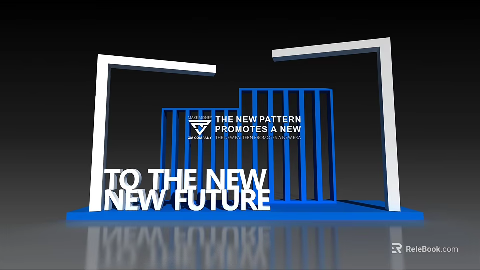 New Pattern Promotes New Future With Blue And White Display Structure 3d model