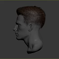 Game and Movie Character 3D Head Model With Red Hair and Closed Eyes