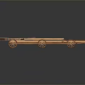 Ancient Wooden Weapon Featuring Wheeled Structure Traditional Bowstring and Historical Warfare Design