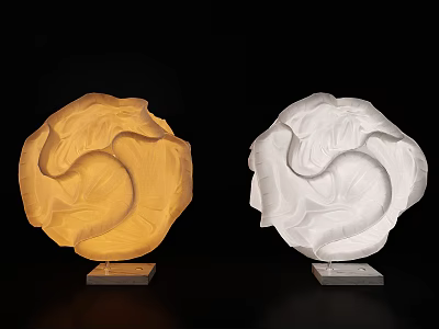 Modern Yellow and White Flower Shaped Table Lamps with Transparent Base 3d model