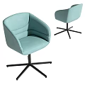 Light Blue Modern Office Chair With Armrests And Black Five Star Base