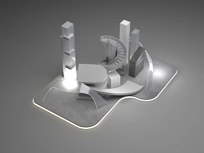 Modern Urban Architectural Complex With Spiral Structure And Geometric Design Elements 3d model
