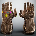 Two Metallic Infinity Gauntlets With Colorful Gems And Intricate Design Details