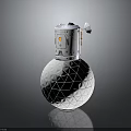 White Mechanical Device Featuring Spherical Base Geometric Pattern Surface And Antenna 3d model