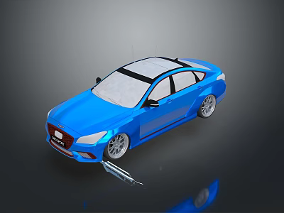 Blue Modern Sedan Car With Glass Roof And Sleek Alloy Wheels Design 3d model
