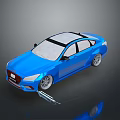 Blue Modern Sedan Car With Glass Roof And Sleek Alloy Wheels Design
