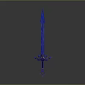 Blue Glowing Sword With Sharp Blade And Ornate Hilt Details