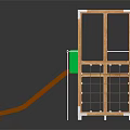 Sturdy Wooden Playground Equipment With Green Panels Transparent Roofs Slide And Climbing Platforms