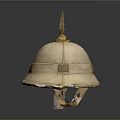 Classic White Helmet With Golden Spire Top And Decorative Bands