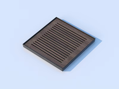 Square Wooden Tea Tray with Striped Design for Elegant Tea Ceremony Use 3d model