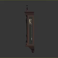 Antique Brown Grandfather Clock With Roman Numeral Dial Carved Top And Pendulum