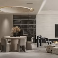 Elegant Modern Dining Living Room Interior With Stylish Furniture And Ambient Lighting