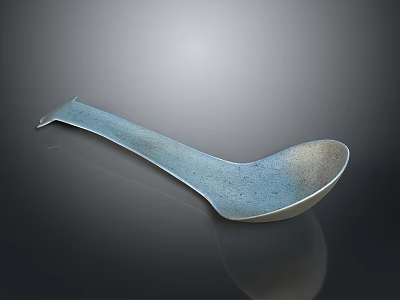 Modern Ceramic Kitchen Spoon With Blue Gray Speckled Texture And Long Handle 3d model