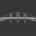 Kids Playground Bridge Equipment With Gray Structure And Red Illuminated Lights On Pillars For Children