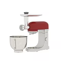 Red Stand Mixer with Silver Mixing Bowl and Meat Grinder Attachment as Essential Kitchen Appliance