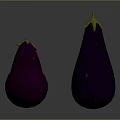 Two Fresh Purple Eggplants With Green Stems On Gray Background
