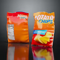 Crispy BBQ Flavor Potato Chips In Orange Packaging With Nutrition Label