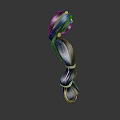 Game Movie Character With Long Black Braided Hair And Green Hair Bands Back View
