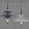 Modern Multi Layer Disc Shaped Pendant Lights Dark And White With Decorative Spherical Pendants 3d model
