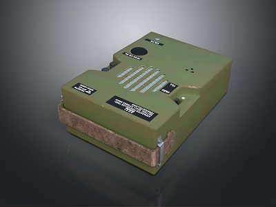 Green Electronic Device With Labels Buttons And Panel On Dark Surface 3d model