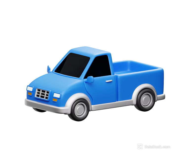Small Blue Utility Truck With Open Bed Functional Design And Practical Features For Daily Use 3d model