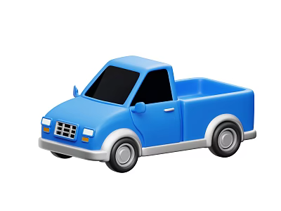 Pickup Truck Car Pull Truck Functional Cartoon Pickup Truck 3d model
