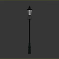 Classic Traditional Street Lamp With Black Metal Pole And Glass Shade Outdoor