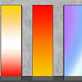 Three Vertical Lightboxes With Gradient Colors On Concrete Wall Background