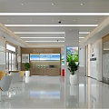 ADBC Bank Modern Lobby Interior With Marble Wall Reception Desk And Green Plant