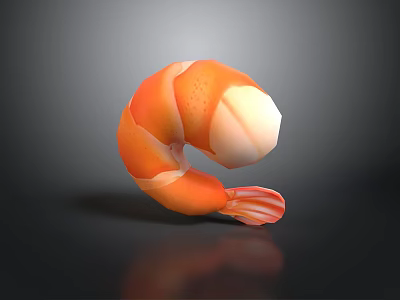 Cooked Shrimp with Orange and White Color Shiny Surface and Juicy Texture 3d model