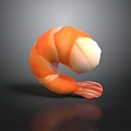 Cooked Shrimp with Orange and White Color Shiny Surface and Juicy Texture