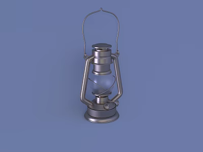 Vintage Metal Candle Lantern With Glass Shade Handle For Home Decor Design 3d model