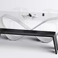 Modern Dining Table Set With Glass Top And Acrylic Chairs Black Bench