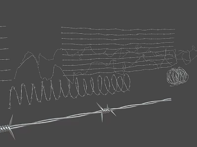 Barbed Wire Fence Design With Coiled Metal Structure And Security Features 3d model