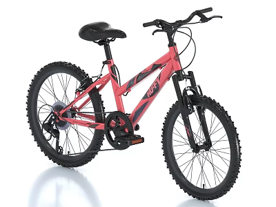 Red Mountain Bicycle With Black Seat Handlebar And Off Road Tires 3d model