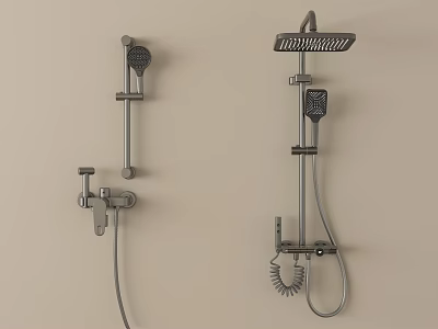 Modern Wall Mounted Shower Systems with Handheld Sprayer and Rainfall Head 3d model