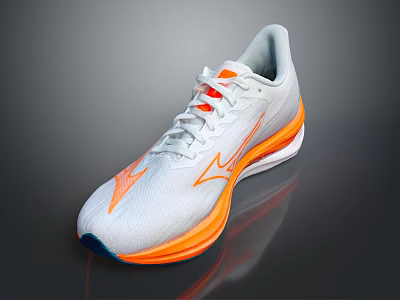 White Running Shoes With Orange Accents And Sleek Design For Athletic Use 3d model