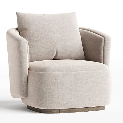 Light Beige Fabric Armchair With Modern Minimalist Design And Rounded Arms 3d model